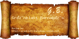Grünblatt Barnabás névjegykártya